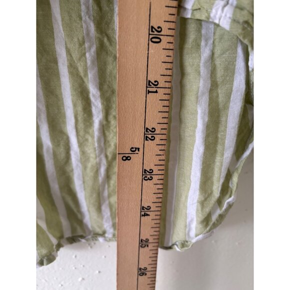 Lola River Green White Striped Button-Down Shirt With Tie-Front  Lightweight - Picture 10 of 14